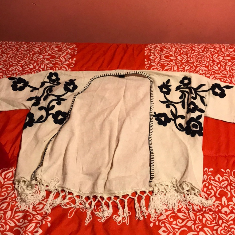 Tan with black flowers